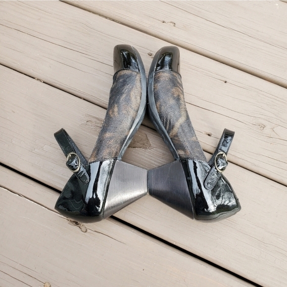 Dansko Bonnie Brown Animal Print Black Patent Leather Mary Jane Buckle Pumps 38 - Picture 3 of 8